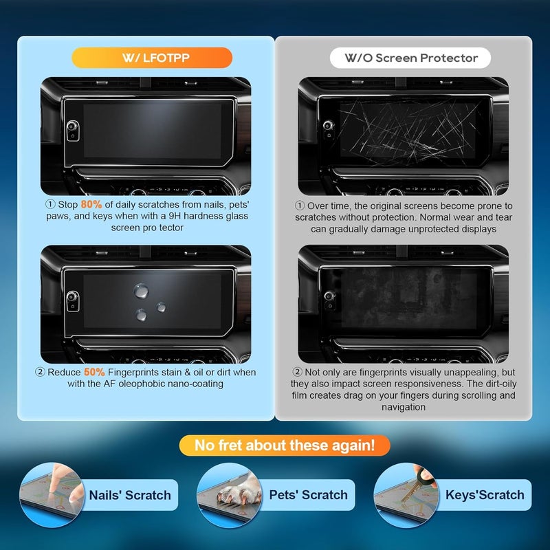 LFOTPP For 2026 GMC Sierra Screen Protector 2022-2025 Sierra 1500& 2024-2026 Sierra 2500HD 3500HD(AT4/AT4X/Denali/Denali Ultimate) (Buttons on the Screen) 13.4 Inch Navi Touchscreen [Matte Glass] Anti-Glare - Image 4